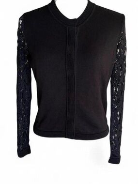 Per Una M+S  Black Lace Sleeve Knit Cardigan